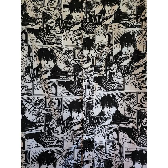 Anime Japanese Comic Strip Manga Graphic Art button up Short Sleeve Shirt Small - Picture 7 of 9